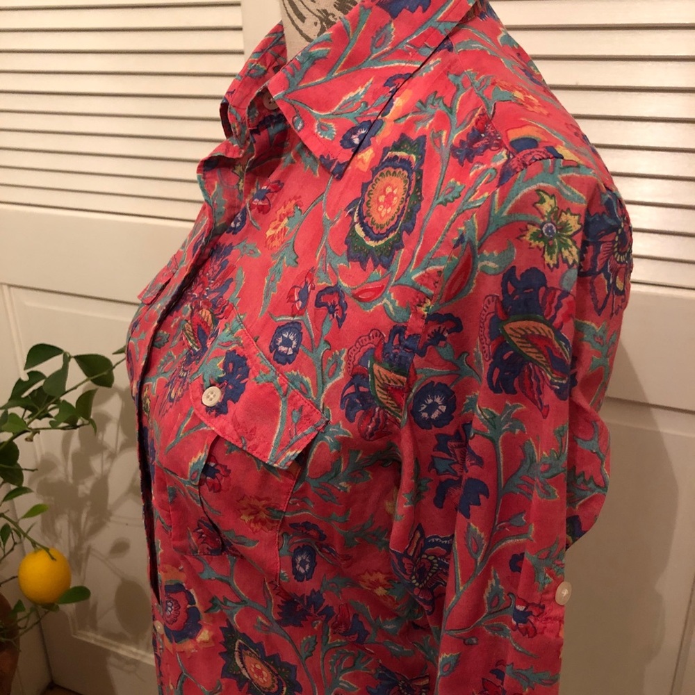 Ralph Lauren pink and green floral blouse